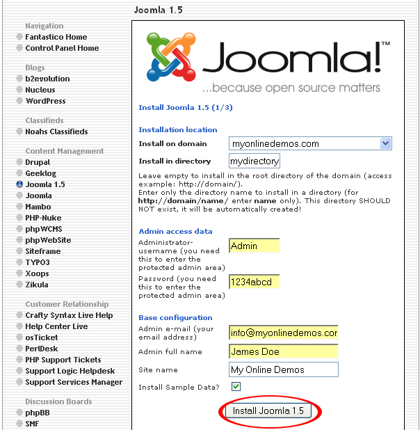 Install Joomla