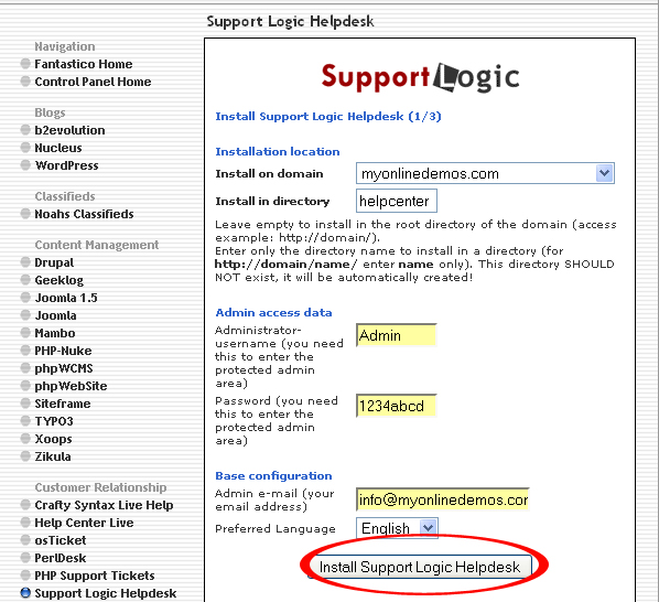 Install Support Logic Helpdesk button