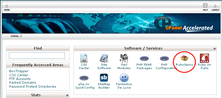 cPanel homepage